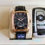 Best Parmigiani Fleurier Replica Watch Black Dial With Leather Strap